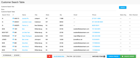 Customer-Search-Tables